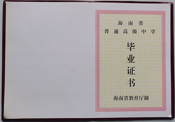 海南省高中毕业证内芯