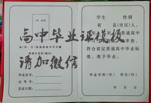 甘肃省2000年高中毕业证模板