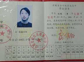安徽省高中毕业证翻译模板