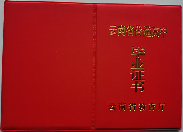 云南省1994年高中毕业证封皮