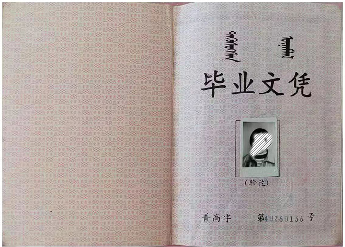 集宁2001年高中毕业证样式